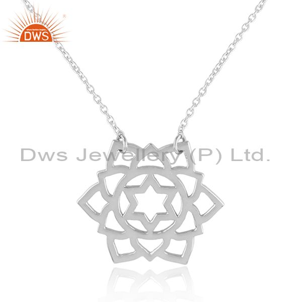 White rhodium plated silver designer anahata chakra pendant