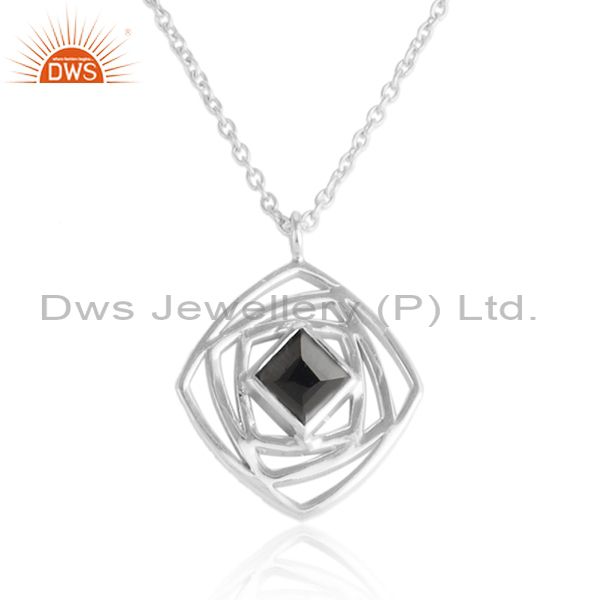 Black onyx gemstone designer 925 sterling silver chain pendants