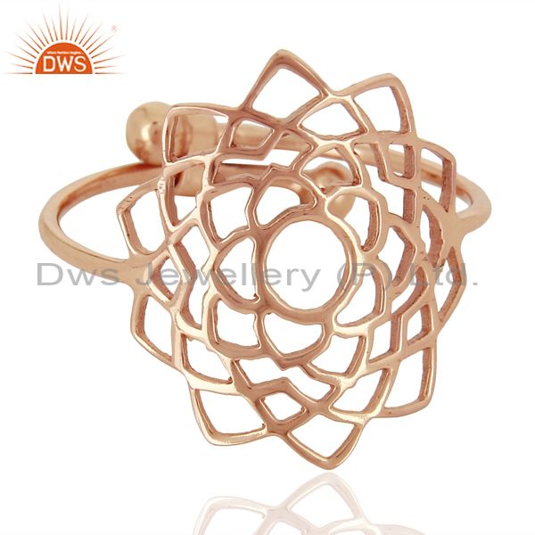 Exporter Crown Chakra Spiritual Rose Gold Plated 92.5 Sterling Silver Wholesale Ring