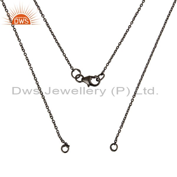 Exporter Black Rhodium Plated Sterling Silver Link Chain Necklace With Lobster Lock