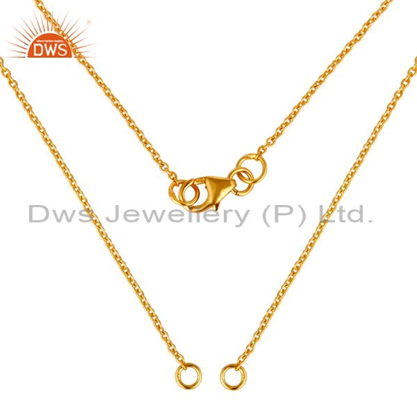 Exporter 24K Yellow Gold Plated Sterling Silver Link Chain Necklace With Lobster Lock