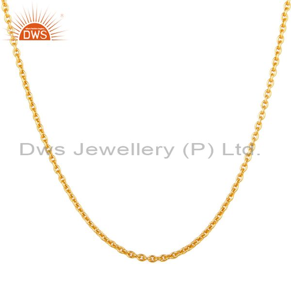 Exporter 18K Yellow Gold Plated Sterling Silver Cable Link Chain Necklace