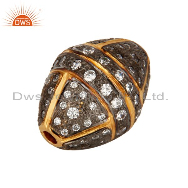 Exporter 925 Sterling Silver White Zircon Ball European Charm Bead For Bracelet Jewelry