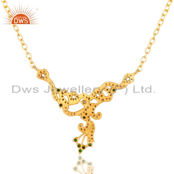 Exporter 18K Yellow Gold Plated Brass Cubic Zirconia Fashion Designer Necklace