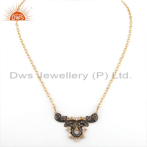 Exporter 18K Yellow Gold Plated Designer Cubic Zirconia Womens Fashion Necklace