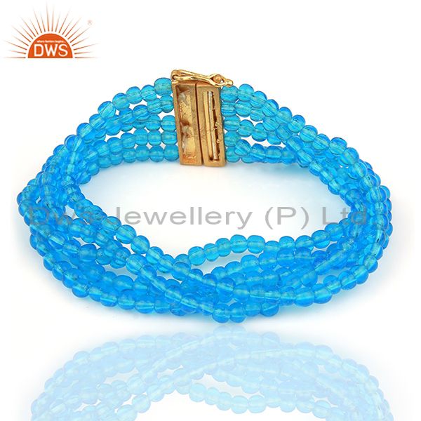 Exporter Hydro Blue Topaz Gemstone Handmade Bracelet Jewelry Manufacturer