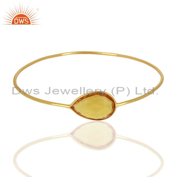 Supplier of Hydro citrine gemstone gold on 925 silver bangle supplier jewelry