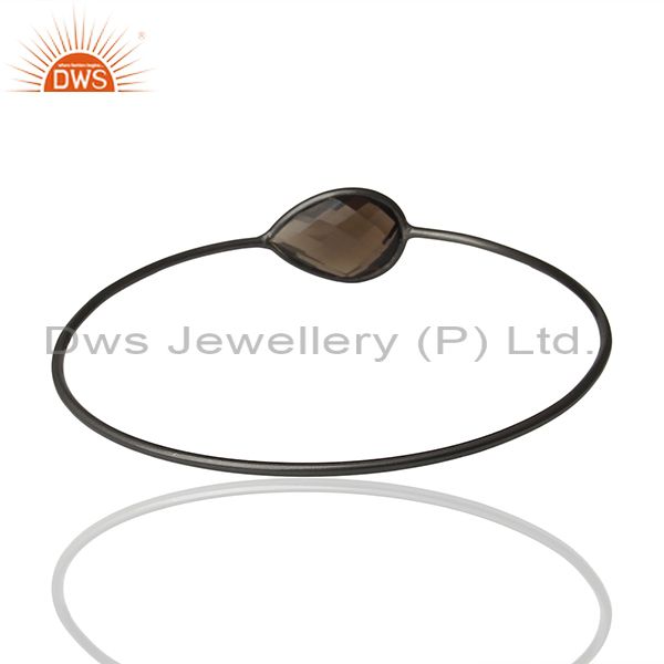 Supplier of Black sterling silver smoky quartz bangle manufacturer of bracelet
