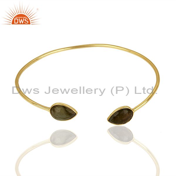 Exporter Gold Plated Silver Designer Labradorite Gemstone Cuff Bangle Jewelry