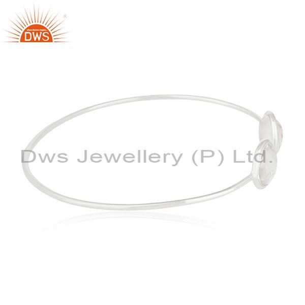 Exporter 925 Sterling Fine Silver Crystal Quartz Cuff Bracelet Wholesale Supplier