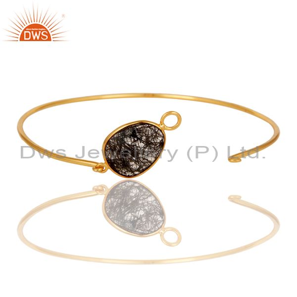 Supplier of Black rutile 18k gold plated sterling silver openable bangle