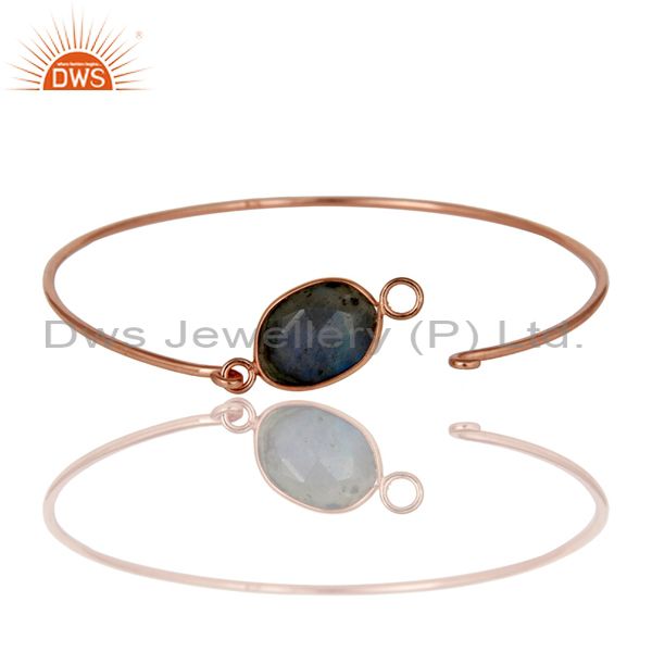 Labradorite 18K Gold Plated Sterling Silver Openable Bangle