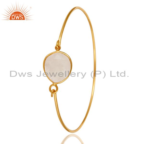 Supplier of Rainbow moonstone 925 silver gold over handmade openable bangle