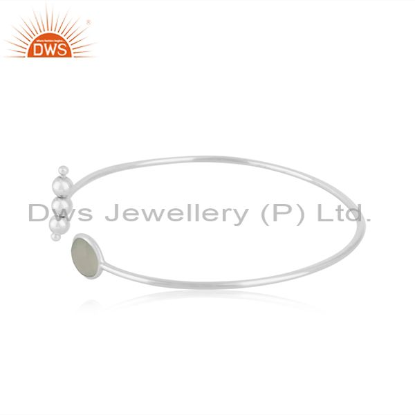 Exporter Aqua Chalcedony Gemstone 925 Sterling Fine Silver Cuff Bracelet Wholesale