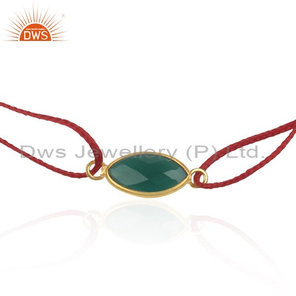 Exporter Green Onyx Gemstone Gold Plated 925 Silver Macrame Bracelet Supplier