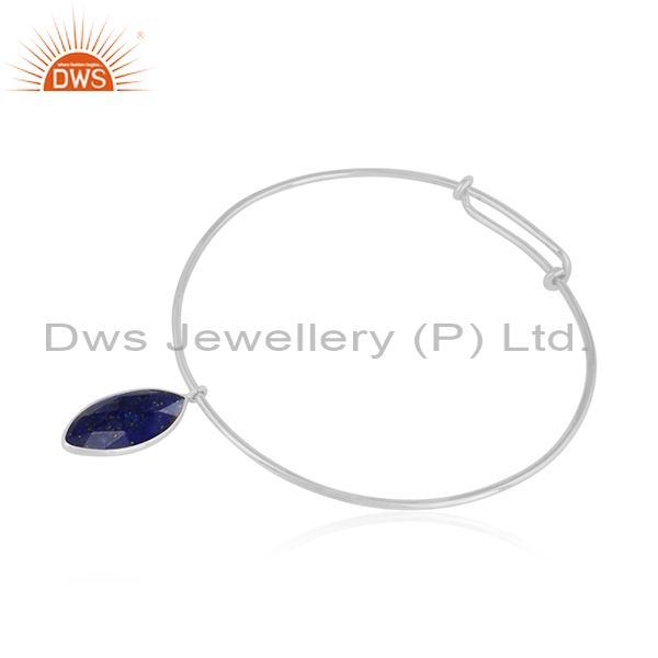 Handmade 925 fine silver designer lapis lazuli gemstone bangles