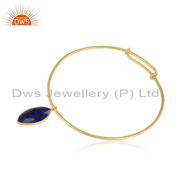 Lapis lazuli gemstone designer 18k gold plated silver bangles