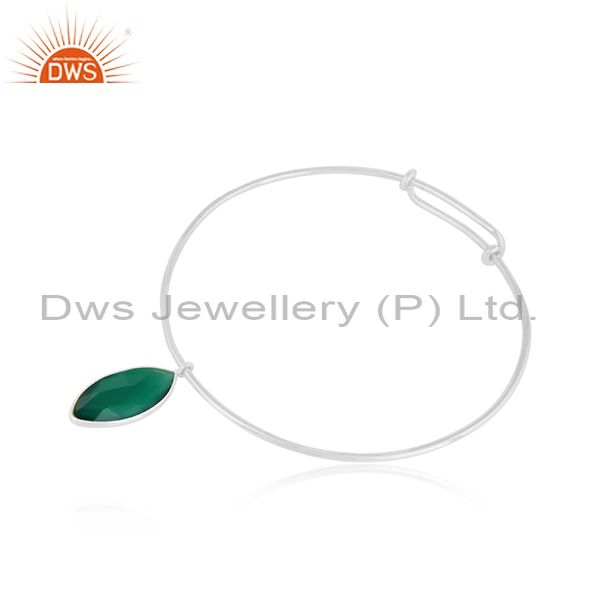 Natural green onyx gemstone sterling silver designer bangles