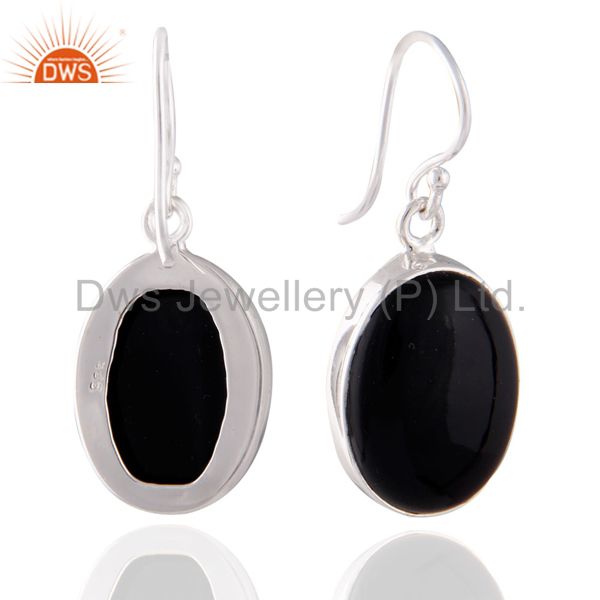 Exporter Beautifully Handcrafted Sterling Silver Bezel set Gemstone Black Onyx Earrings
