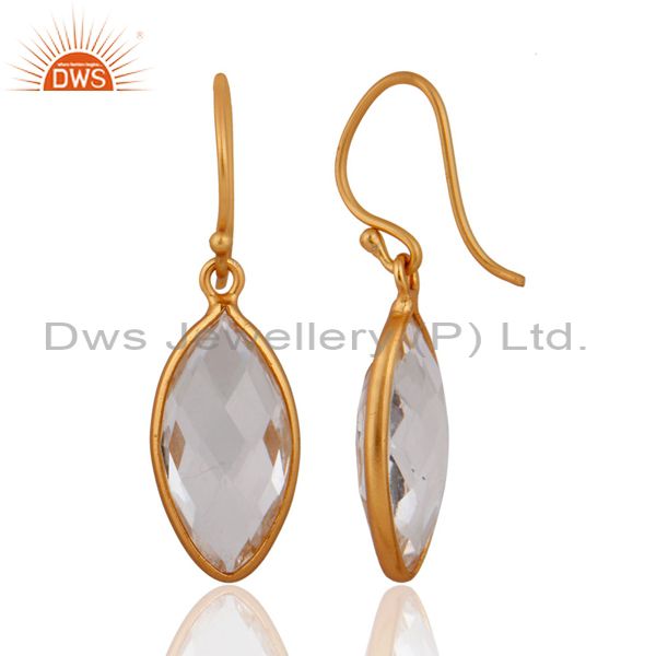 Exporter Natural Crystal Quartz Earring Solid Sterling SIlver 925 Gold Plated Jewelry