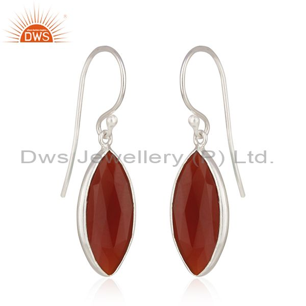 Exporter Fine 925 Sterling Silver Red Onyx Gemstone Earrings Supplier