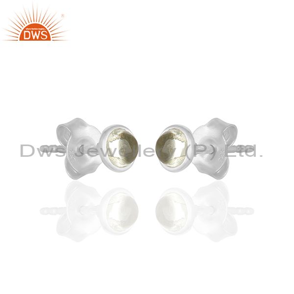 Exporter Lemon Topaz Gemstone Stud Earrings Silver Jewelry Manufacturers
