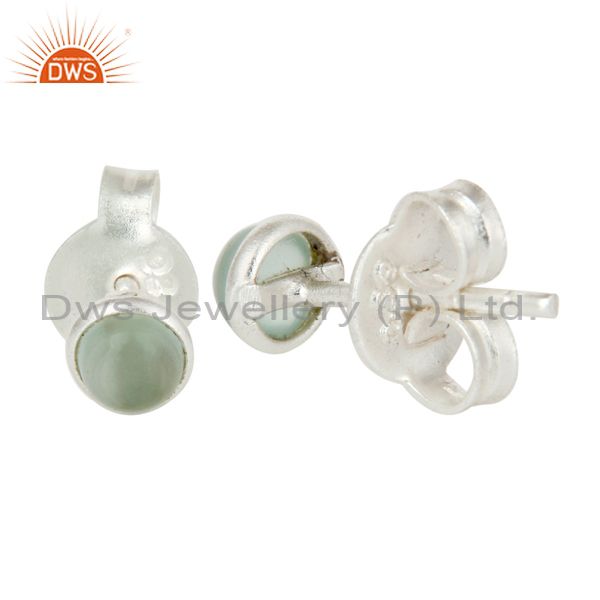 Exporter 925 Sterling Silver Aqua Chalcedony Glass Girls Stud Earrings