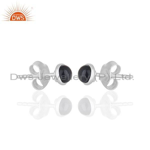Exporter Black Onyx Gemstone Stud Earrings Wholesale Sterling Silver Jewelry