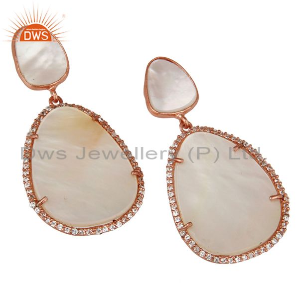 Exporter Mother of Pearl MOP Rose Gold Plated Sterling Silver Drop Dangle Earring