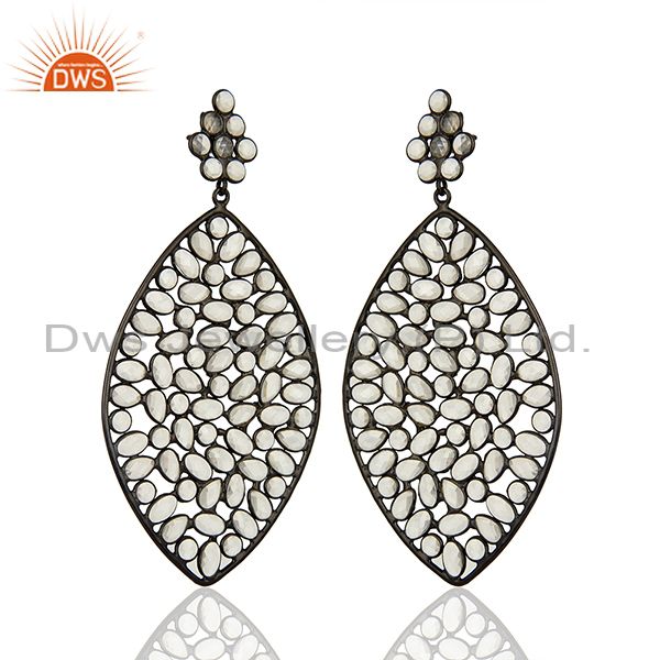 Exporter Rhodium Plated Silver CZ Gemstone Earrings Manufacturer Supplier
