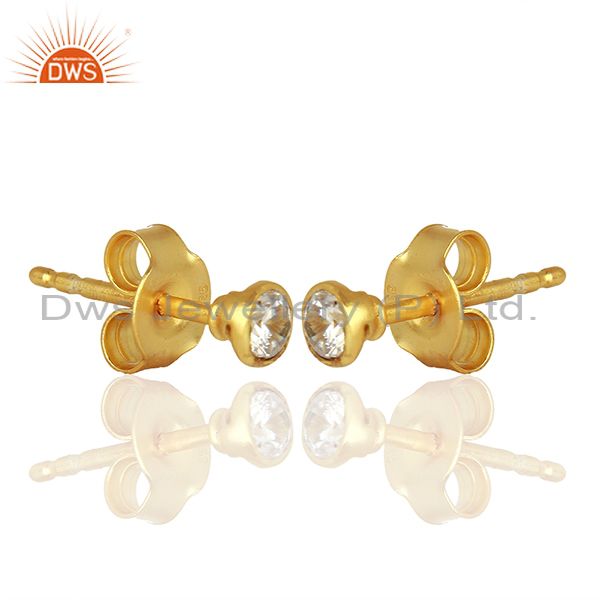 Exporter White Zircon Gemstone 925 Silver Girls Earrings Jewelry Supplier