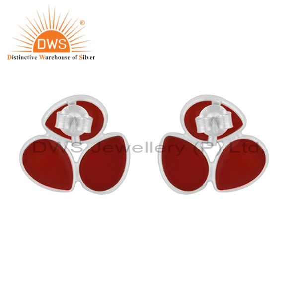 Elegant Red Onyx Silver Studs Earrings - Timeless Beauty Elegant Red Onyx Silver Studs Earrings - Timeless Beauty