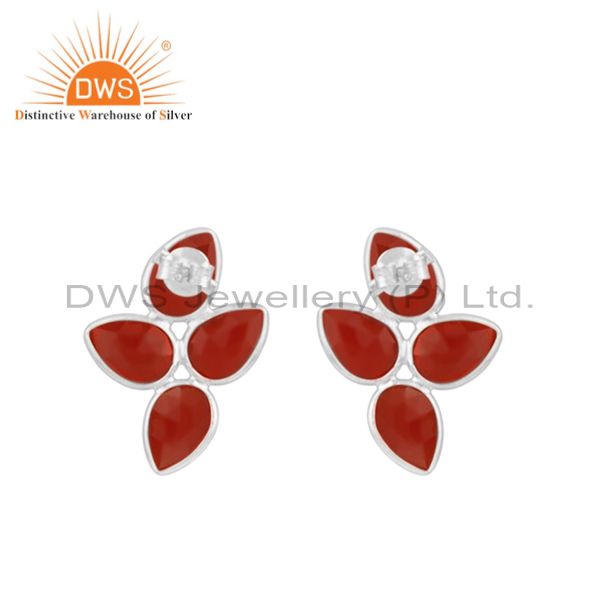 Stunning Red Onyx Silver Earrings For Girls - Chic Elegance Stunning Red Onyx Silver Earrings for Girls - Chic Elegance