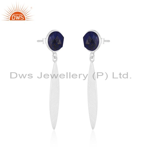 Exporter Lapis Lazuli Gemstone Handmade Sterling 92.5 Silver Earrings jewelry Wholesale