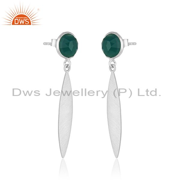 Exporter Indian Sterling SIlver Green Onyx Gemstone Designer Earring Jewelry