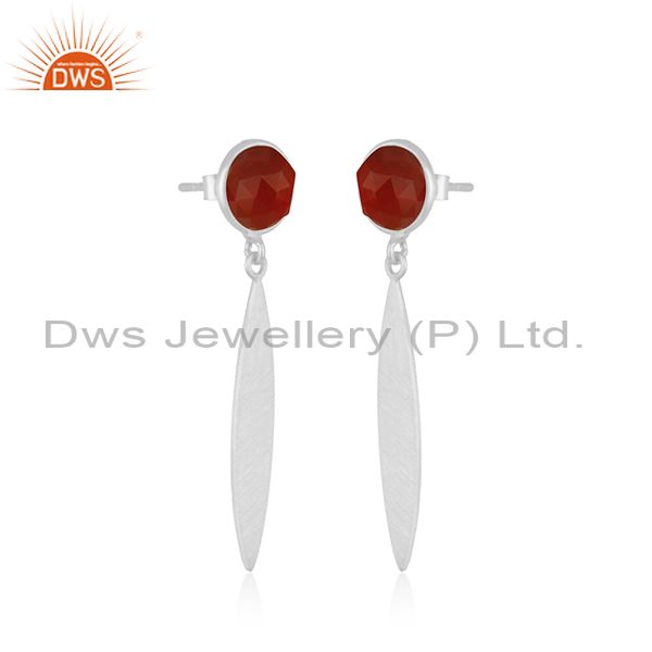 Exporter Natural Red Onyx Gemstone STerling Silver Handmade Earring jewelry Manufacturer