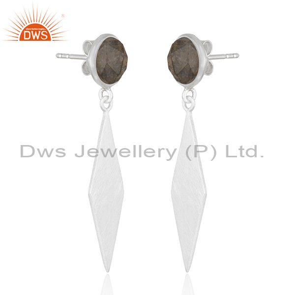 Exporter 92.5 Sterling Silver Labradorite Gemstone Earrings Manufacturer