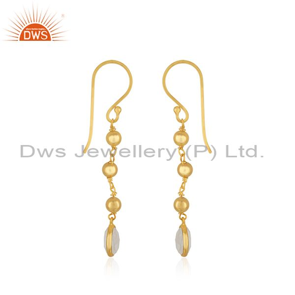 Exporter Raibow Moonstone Gold Plated 925 Silver Handmade Earring Manufacturer India