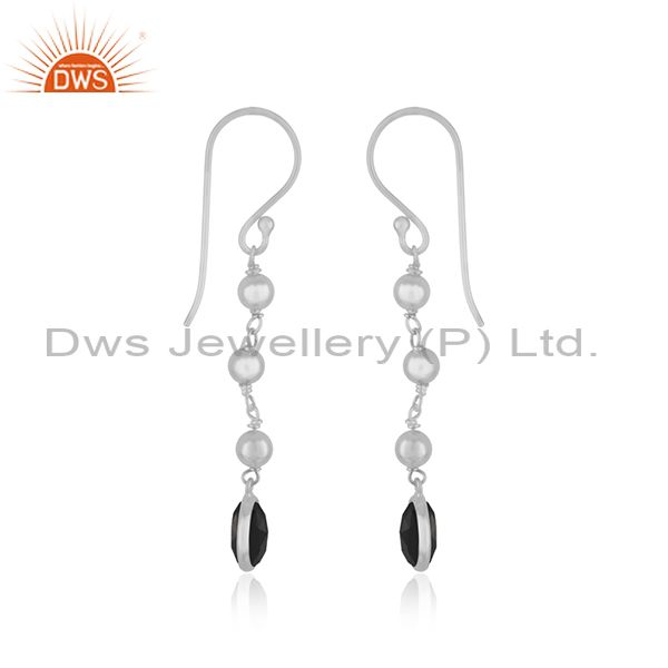 Exporter Black Onyx Gemstone Fine Sterling Silver Handmade Earring Manufacturer India