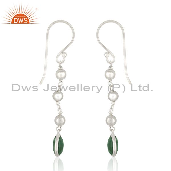 Exporter 925 Sterling Silver Designer Silver Green Onyx Earrings Jewelry