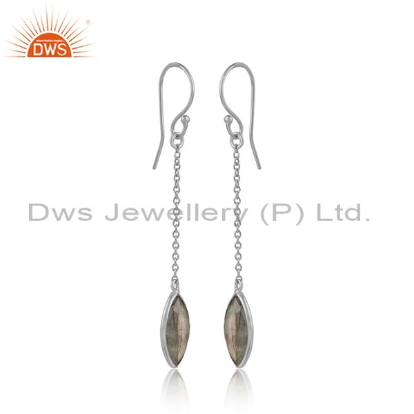 Labradorite gemstone designer fine silver womens chain earrings