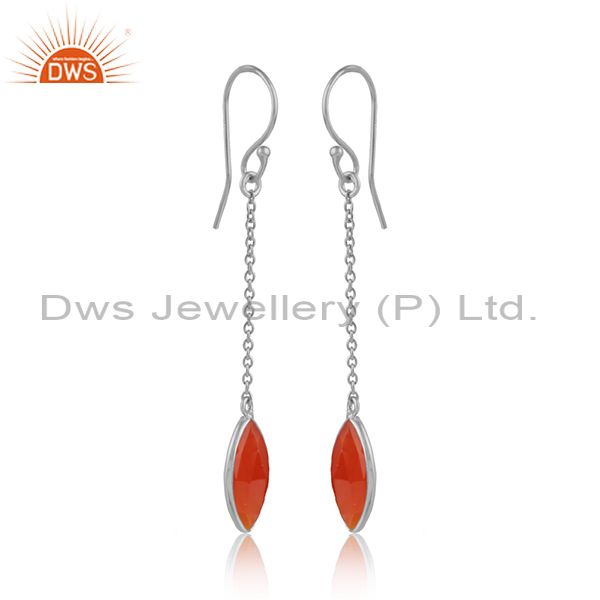 Red onyx gemstone designer fine sterling silver girls earrings