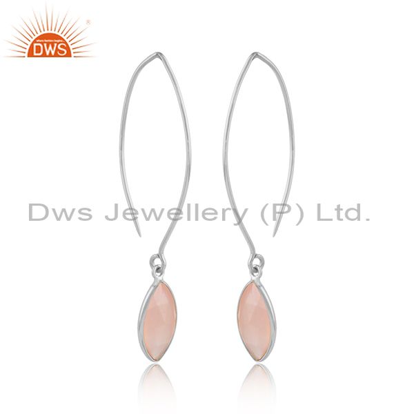 Rose chalcedony gemstone girls 925 sterling silver earrings