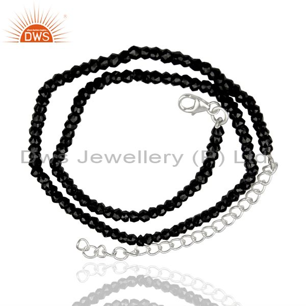 Exporter Black Spinal Gemstone Sterling Silver Womens Necklace Jewelry Supplier
