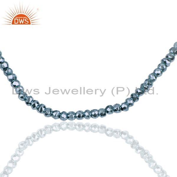 Exporter Blue Pyrite Gemstone 925 Sterling Fine Silver Chain Necklace Jewelry