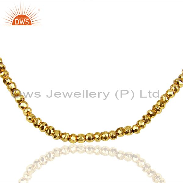 Exporter Gold Pyrite Beads Gemstone Sterling Silver Chain Necklace Supplier