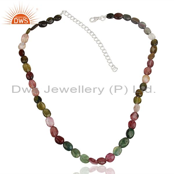 Exporter Handmade Tourmaline Gemstone Beads Silver Necklace Jewelry Wholesale