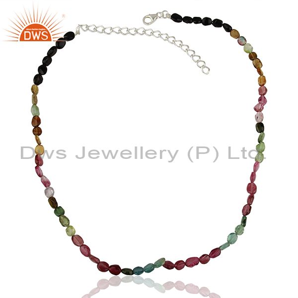 Exporter Pink Tourmaline Gemstone Silver Necklace Jewelry Manufacturer Supplier