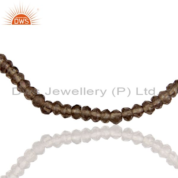 Exporter Smoky Quartz Gemstone Beads Supplier Silver Chain Necklace Jewelry