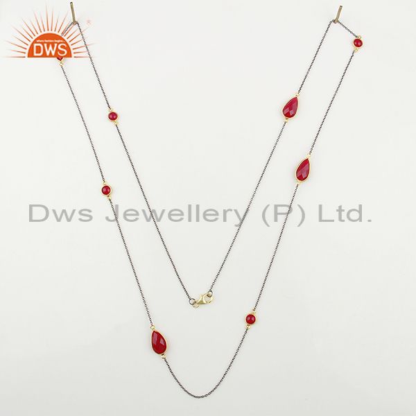Exporter Designer 925 Silver Pink Chalcedony Gemstone Necklace Jewelry Supplier